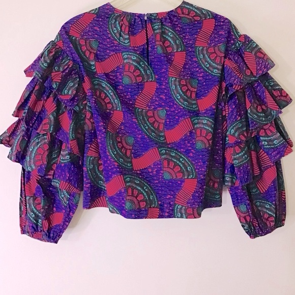 ULLA JOHNSON Tulia Printed Cotton Top In Purple NWOT